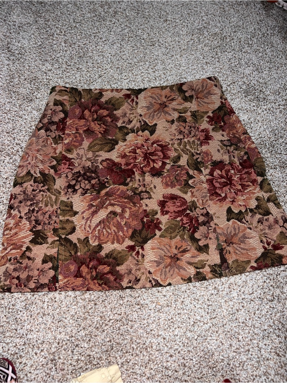 Floral Tapestry Mini Skirt - Pink & Green